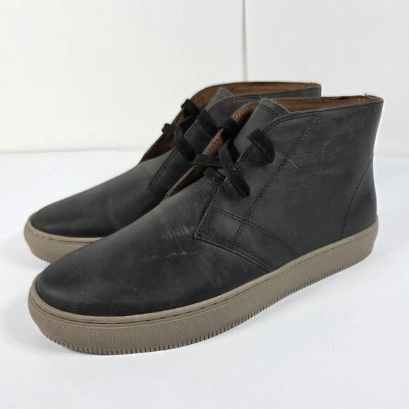 Frye Astor Chukka Boots 8.5 Black Leather High Top Business Casual Sneakers - Picture 3 of 10